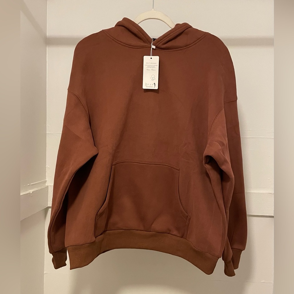 NWT EFAN Womens Oversized Brown Hoodie Sweatshirt Women’s Size Medium